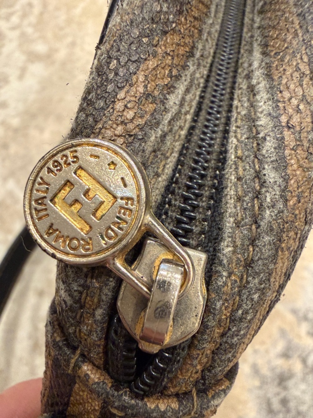 Vintage Fendi Brown and Black Striped Messenger Crossbody - Picture 9 of 14